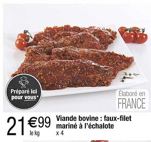 Viande bovine : faux-filet mariné à l’échalote
