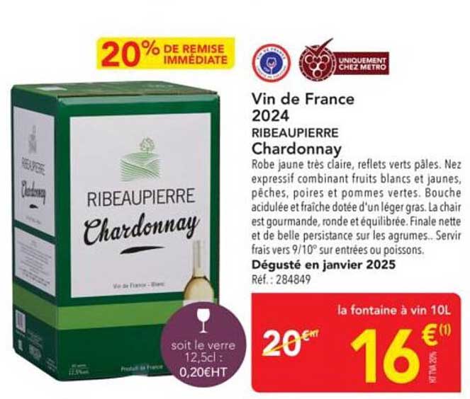 Vin de France 2024 RIBEAUPIERRE Chardonnay