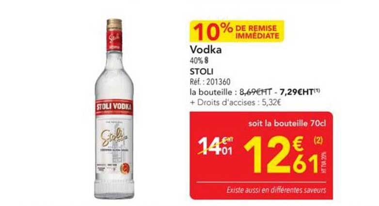 Vodka Stoli 40% 70cl - 10% de remise immédiate