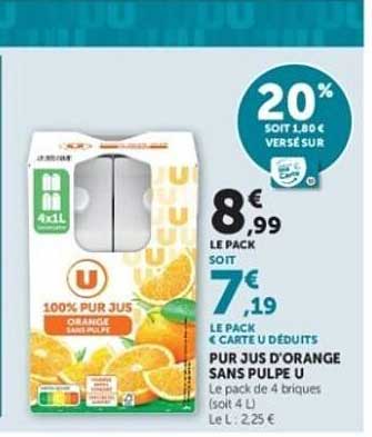 100% PUR JUS ORANGE SANS PULPE