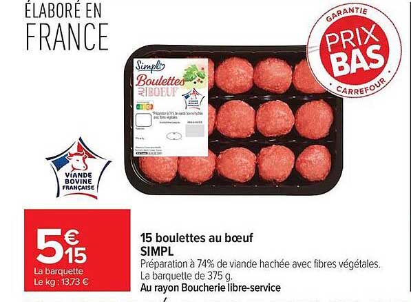 15 boulettes au bœuf SIMPL