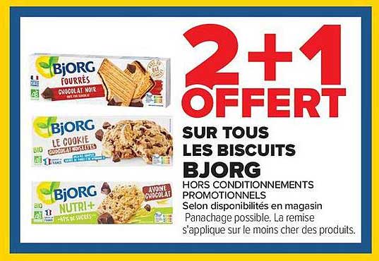 2+1 OFFERT SUR TOUS LES BISCUITS BJORG
