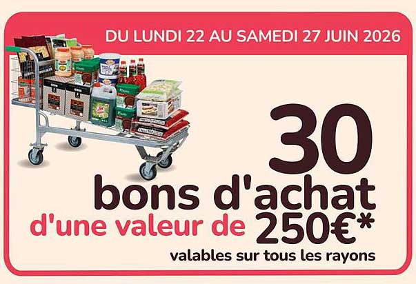 30 bons d'achat d'une valeur de 250€*