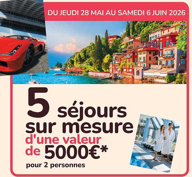 5 séjours sur mesure d’une valeur de 5000€* pour 2 personnes