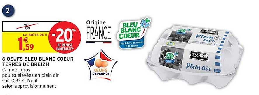 6 OEUFS BLEU BLANC COEUR TERRES DE BREIZH