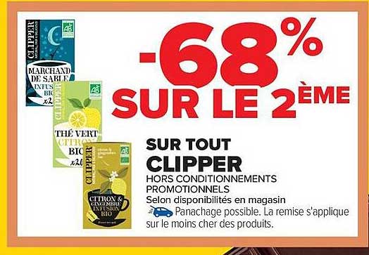 -68% SUR LE 2ÈME SUR TOUT CLIPPER