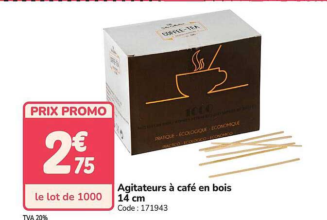 Agitateurs à café en bois 14 cm