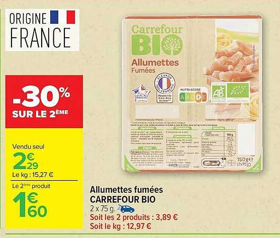 Allumettes fumées CARREFOUR BIO
