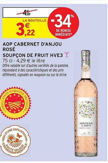 AOP CABERNET D'ANJOU ROSÉ SOUPÇON DE FRUIT HVE3