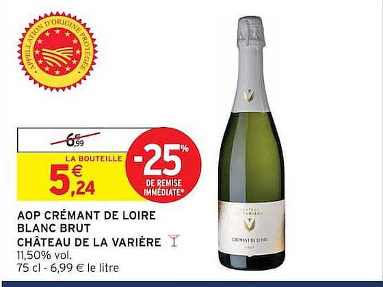 AOP CRÉMANT DE LOIRE BLANC BRUT CHÂTEAU DE LA VARRIÈRE