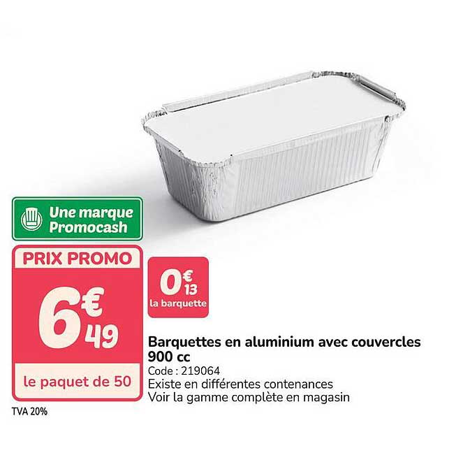 Barquettes en aluminium avec couvercles 900 cc