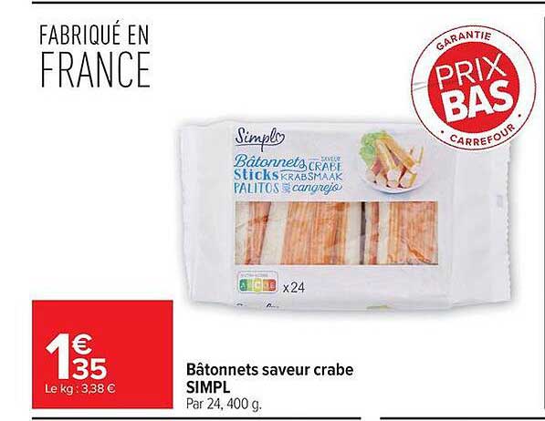 Bâtonnets saveur crabe SIMPL
