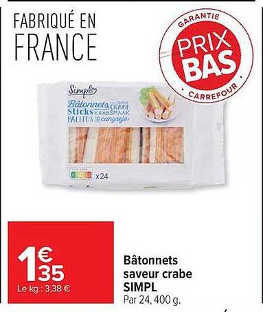 Bâtonnets saveur crabe SIMPL
