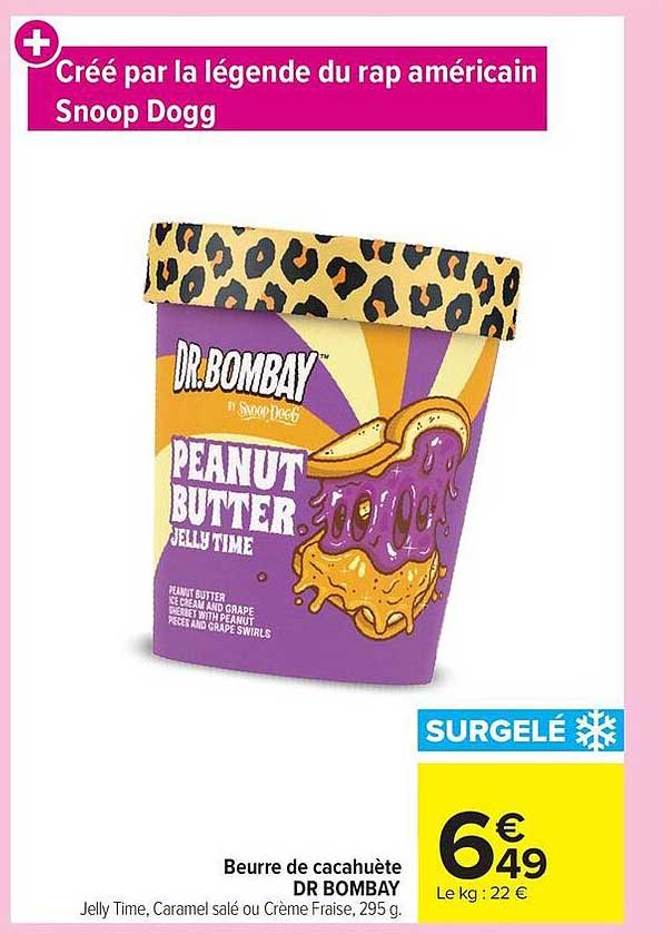 Beurre de cacahuète DR BOMBA Y Jelly Time, Caramel salé ou Crème Fraise, 295 g