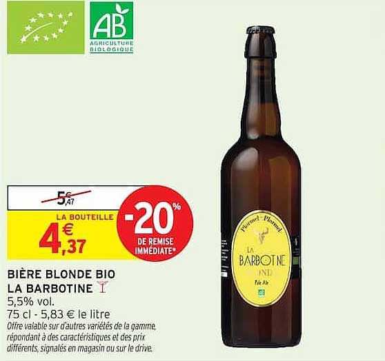 BIÈRE BLONDE BIO LA BARBOTINE