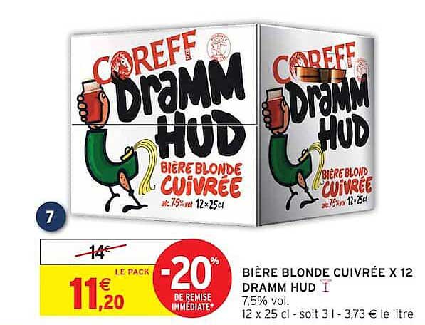 BIÈRE BLONDE CUIVRÉE X 12 DRAMM HUD