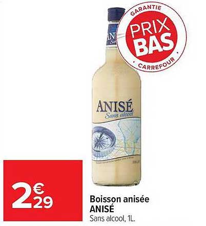 Boisson anisée ANISÉ Sans alcool, 1L.