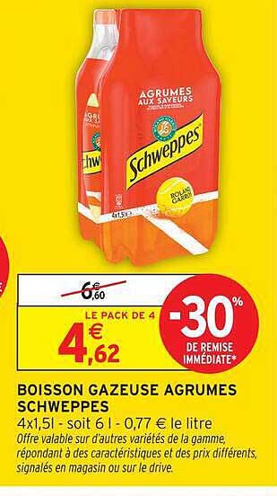 BOISSON GAZEUSE AGRUMES SCHWEPPES