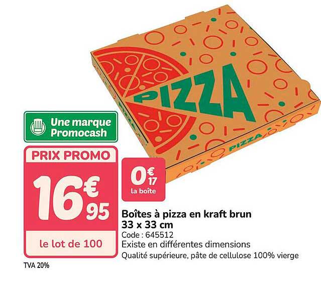 Boîtes à pizza en kraft brun 33 x 33 cm