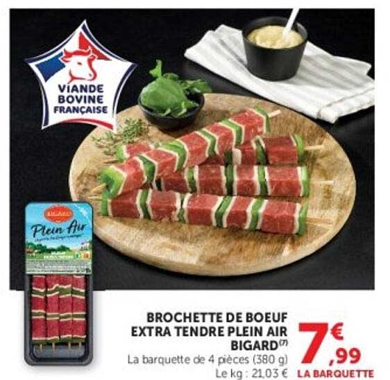 BROCHETTE DE BOEUF EXTRA TENDRE PLEIN AIR BIGARD