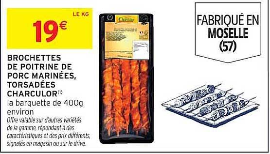 BROCHETTES DE POITRINE DE PORC MARINÉES, TORSADÉES, CHARCULOR™