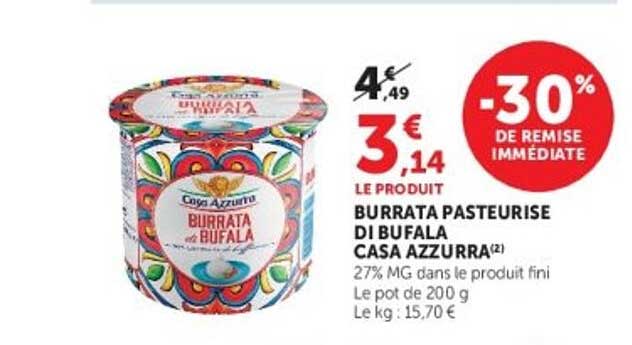 BURRATA PASTEURISE DI BUFALA CASA AZZURRA