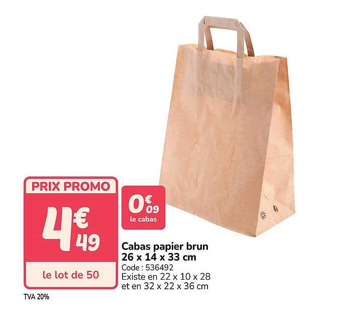 Cabas papier brun 26 x 14 x 33 cm