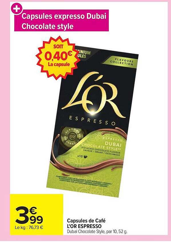 Capsules expresso Dubai Chocolate style