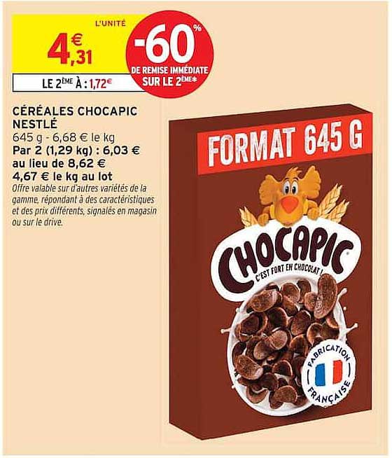 CÉRÉALES CHOCAPIC NESTLÉ