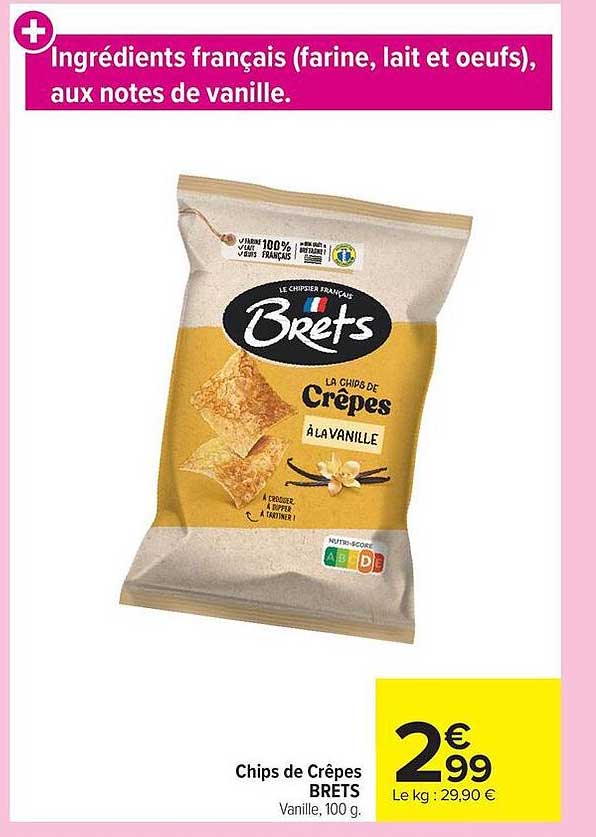 Chips de Crêpes BRET'S Vanille, 100 g.