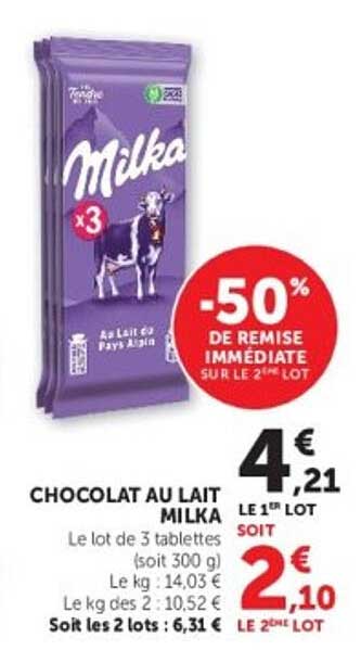 CHOCOLAT AU LAIT MILKA