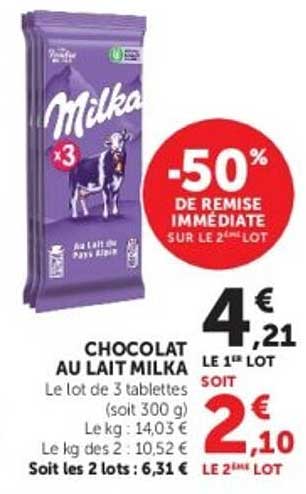 CHOCOLAT AU LAIT MILKA