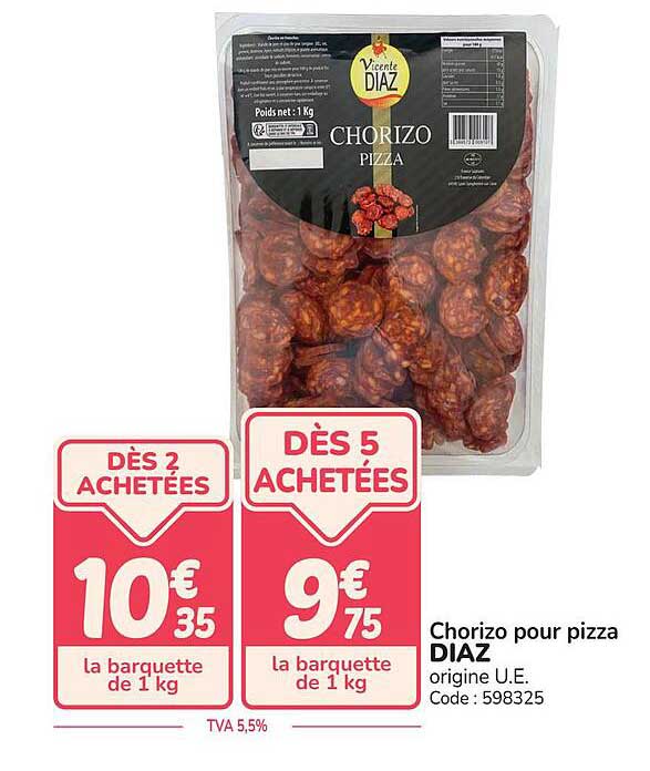 Chorizo pour pizza DIAZ