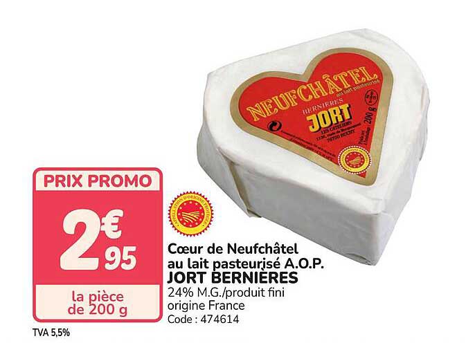 Cœur de Neufchâtel au lait pasteurisé A.O.P. JORT BERNIÈRES