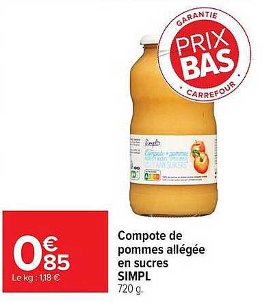Compote de pommes allégée en sucres SIMPL