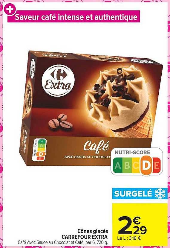 Cônes glacés CARREFOUR EXTRA Café
