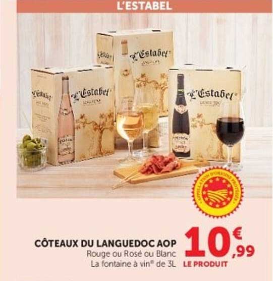 CÔTEAUX DU LANGUEDOC AOP Rouge ou Rosé ou Blanc La fontaine à vin® de 3L