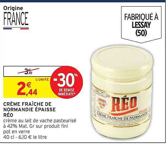CRÈME FRAÎCHE DE NORMANDIE ÉPAISSE RÉO