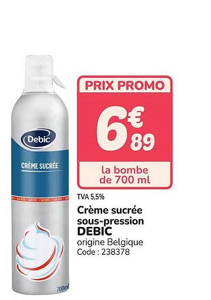 CRÈME SUCRÉE sous-pression DEBIC