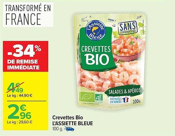 Crevettes Bio L'ASSIETTE BLEUE 100 g