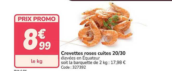 Crevettes roses cuites 20/30