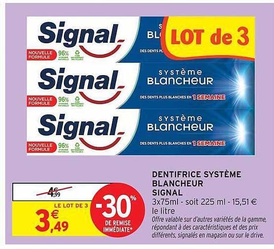 DENTIFRICE SYSTÈME BLANCHEUR SIGNAL 3x75ml - lot de 3