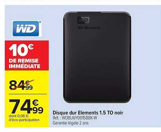 Disque dur Elements 1.5 TO noir