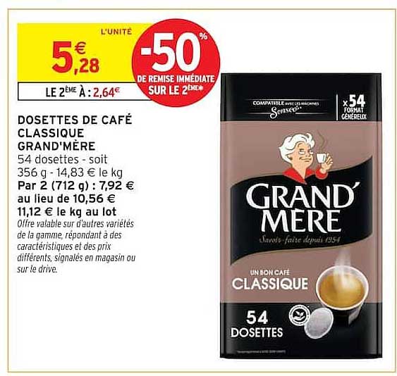 DOSETTES DE CAFÉ CLASSIQUE GRAND'MÈRE