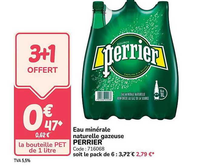 Eau minérale naturelle gazeuse PERRIER