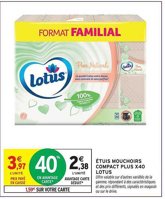 ETUIS MOUCHOIRS COMPACT PLUS X40 LOTUS