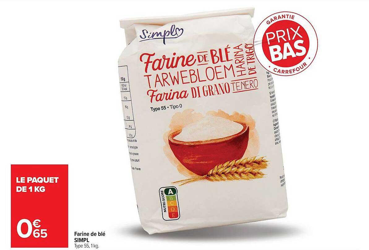 Farine de blé SIMPL Type 55, 1kg