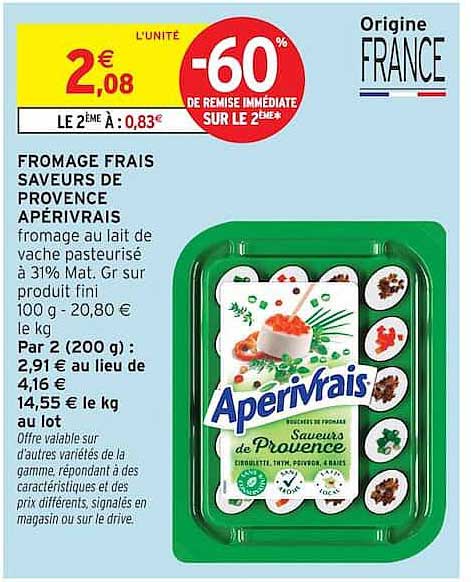 FROMAGE FRAIS SAVEURS DE PROVENCE APÉRIVRAIS
