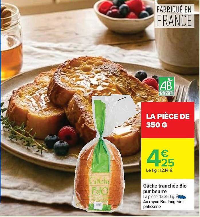 Gâche tranchée Bio pur beurre