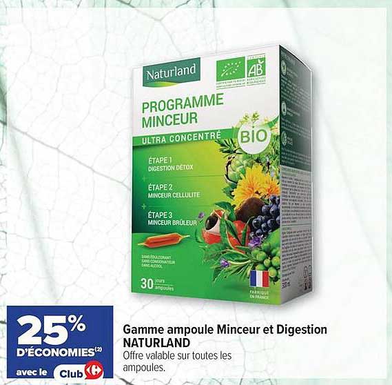 Gamme ampoule Minceur et Digestion NATURLAND